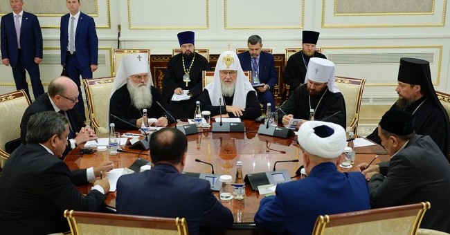 Встреча Патриарха Кирилла с муфтием Узбекистана Усмонхоном Алимовым